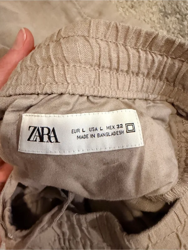 Zara Casual Elastic Waist Beige Shorts - Image 5