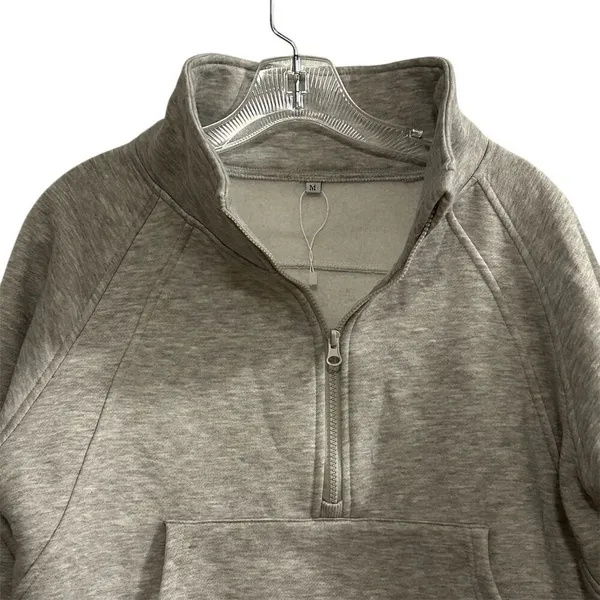 Women's M Gray Half Zip Pullover‎ Sweatshirt Kangaroo Pocket Size M - Image 5
