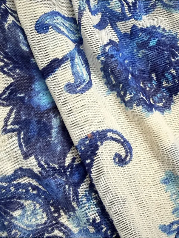 Free People Women’s Up For Anything Western Shirt Smocked Mesh Floral Blue S - Image 14