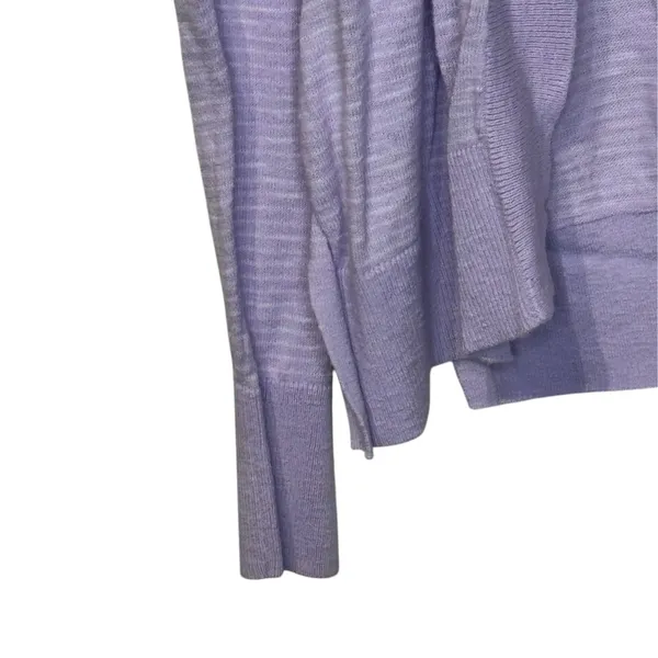 Gap Womens Sweater Open Cardigan Long Sleeve Lavender White Striped Slub Large - Image 4