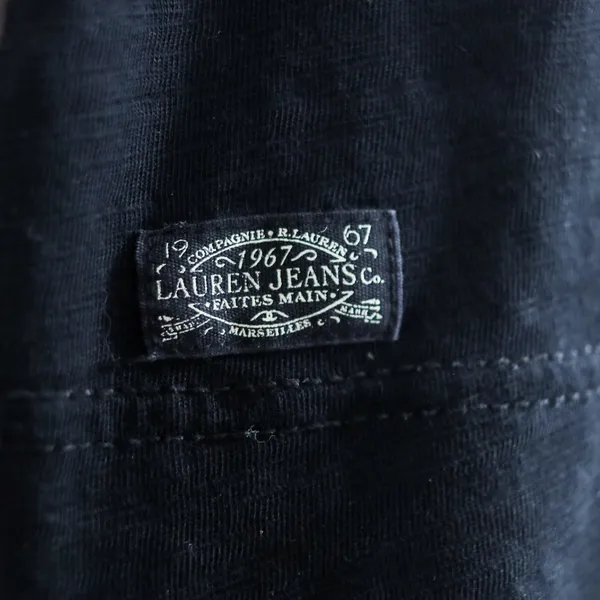 LRL Ralph Lauren Jeans Co Black Long‎ Sleeve Henley Hoodie Size M Y2K Activewear - Image 13