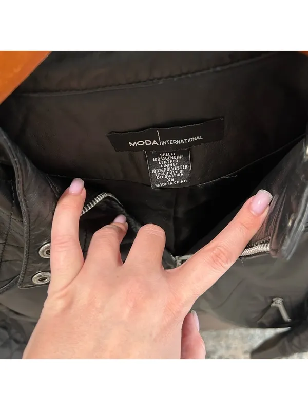 Genuine Leather Women's Quilted Black Moto Jacket XS Y2K Biker Edgy Indie Rocker - Image 4