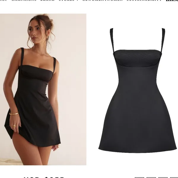 House‎ of CB Kara Black Satin Mini Dress Quilted Bust Womens XL NWOT - Image 2