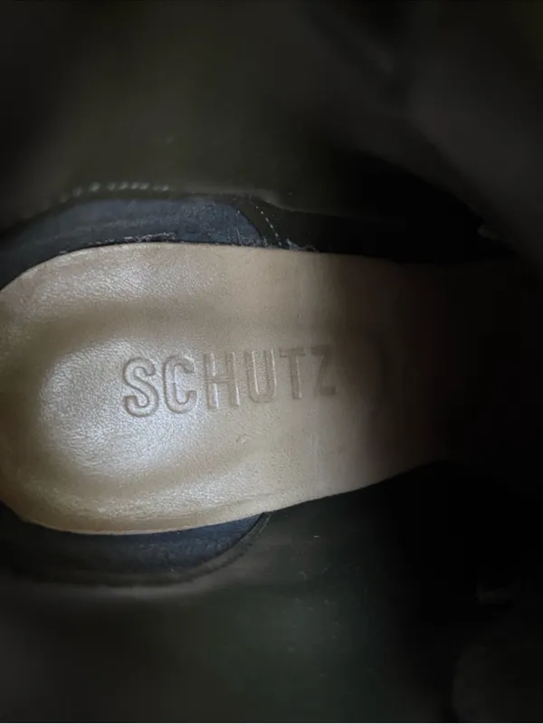 EUC SCHUTZ Leather Croc Embossed Heeled Boots Green Size 7.5 - Image 9