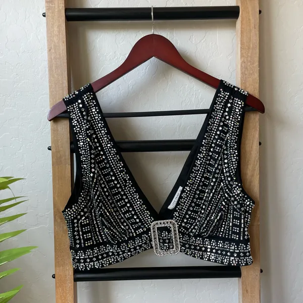 12th Tribe Black Violet Rhinestone-Studded Two Piece Set - Image 6