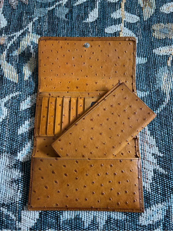 Vintage Dooney & Bourke Ostrich Collection Checkbook Organizer Wallet Billfold - Image 10