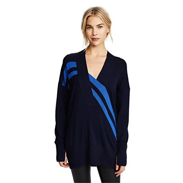 Rag & Bone Sweater Womens Cecile XS Navy Blue Graphic Stripe V-Neck‎ Pullover - Image 6