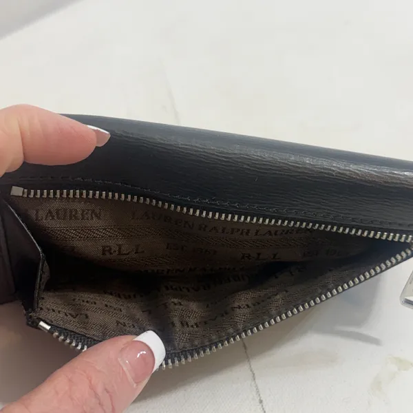 Lauren Ralph Lauren Sloan Sleek Street Slim‎ Bifold Designer Wallet Black Snap - Image 9