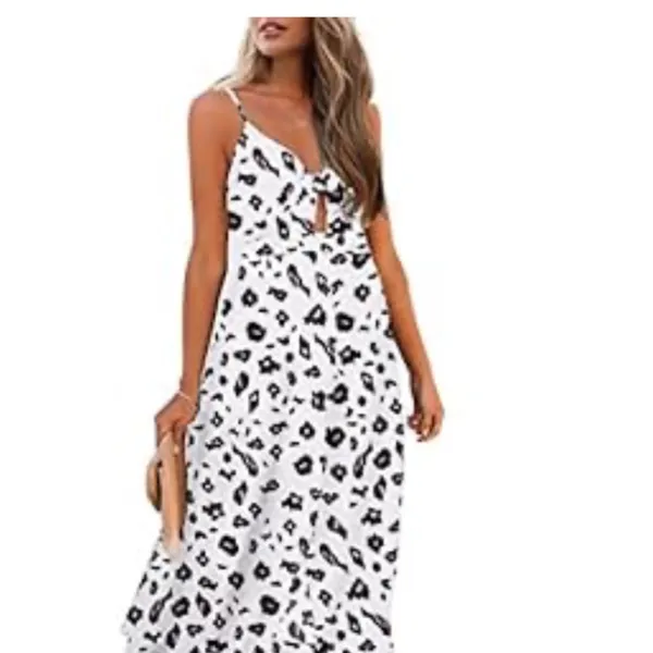 Amazon Black and White Patterned Midi Dress - Image 3