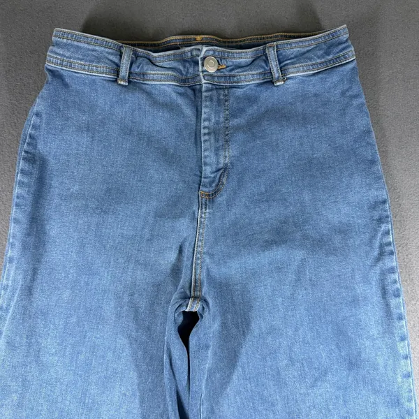 Avec Les Filles Wide Leg Jeans Womens 30 Blue Med Wash High Rise Stretch Denim - Image 5