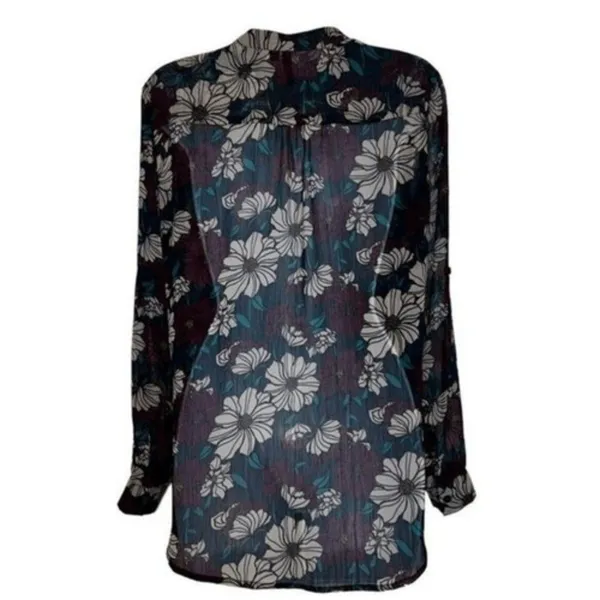 KUT FROM THE KLOTH Sinclair Floral‎ Semi Sheer Button Down Blouse EUC Size S - Image 5