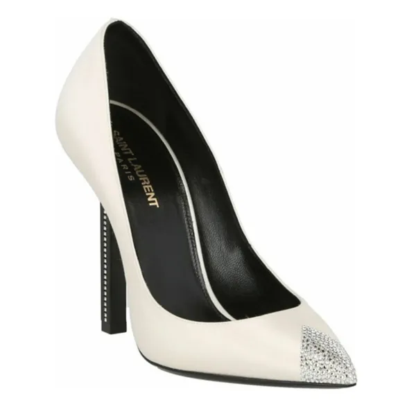 Saint Laurent Tower 110 Strass Embellished Silk Satin Pointed Toe Pump Heel 36.5 - Image 2