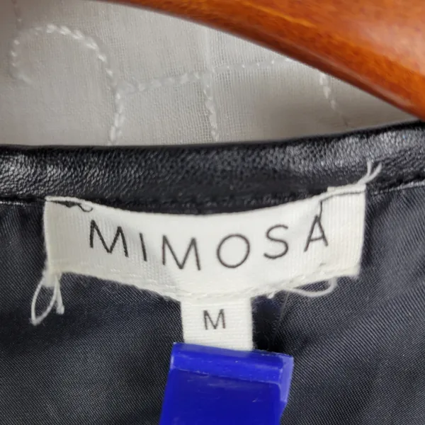 Mimosa Womens Jacket Size M Black PU Leather Quiltted Oversized Patch Pockets Size M - Image 7