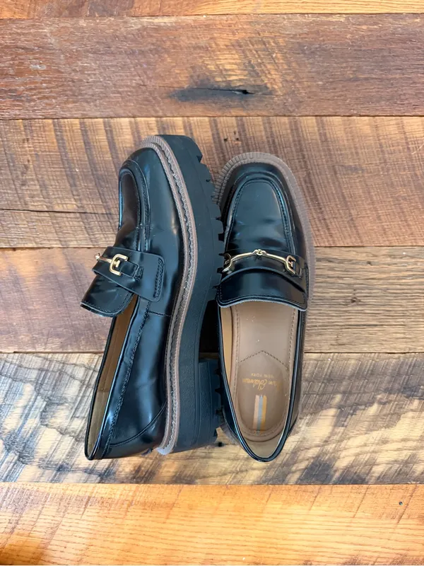 Sam Edelman Black Patent Lug Sole Loafer with Gold Bit - Image 6