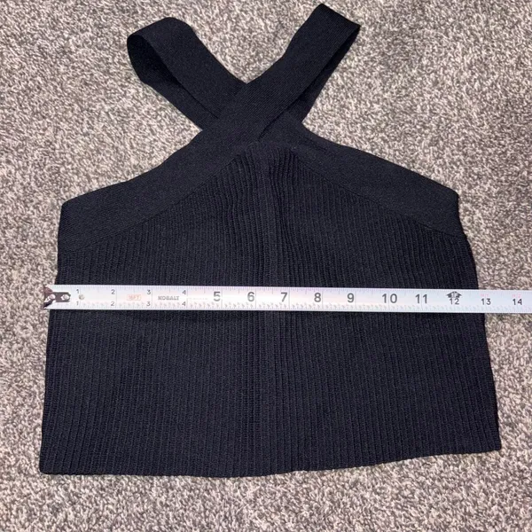 Sincerely Jules Black ribbed knit crop top with cross back detail - Image 5