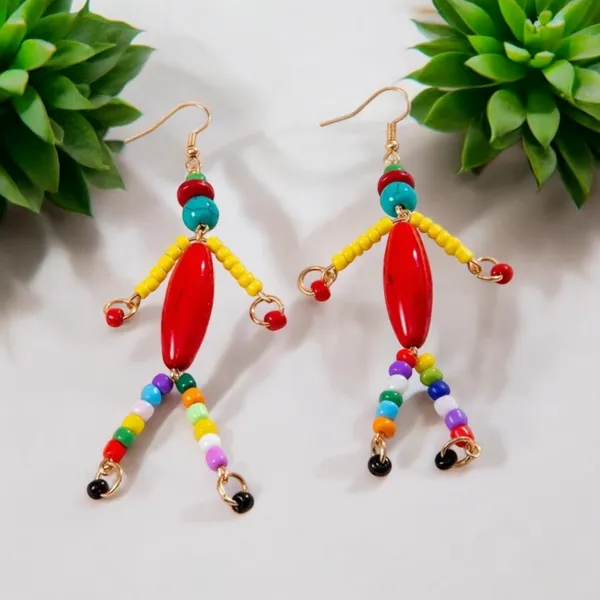 Resin Beaded Dangle Earrings Ethnic Bohemian‎ Style Perfect for Parties & Casual - Image 4