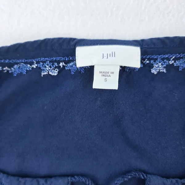 J.Jill Embroidered Dress‎ Sleeveless Navy Blue Casual Women's Small - Image 6
