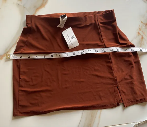 Windsor Rust Mini Skirt with Front Notch  - Image 7