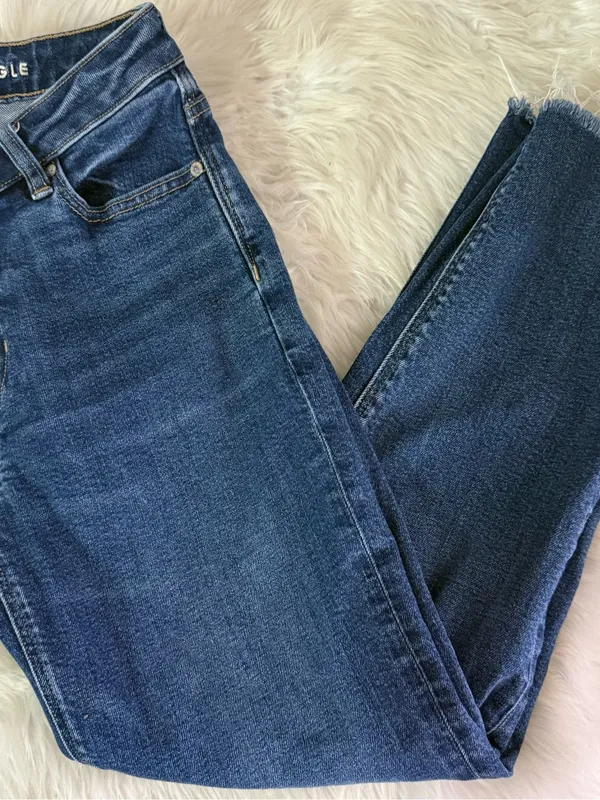 American Eagle Mom Straight Jeans Size 0 Regular Medium Wash Stretch - Image 5
