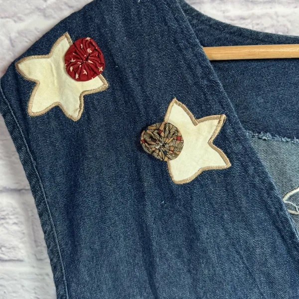 Vintage Denim made in the USA Fourth of July Embroidered Vest‎ size medium - Image 3