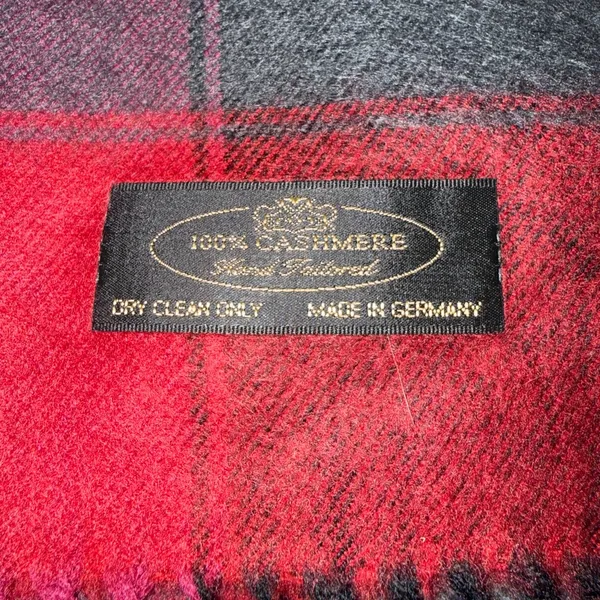 Luxurious 100% cashmere plaid scarf Red - Image 2