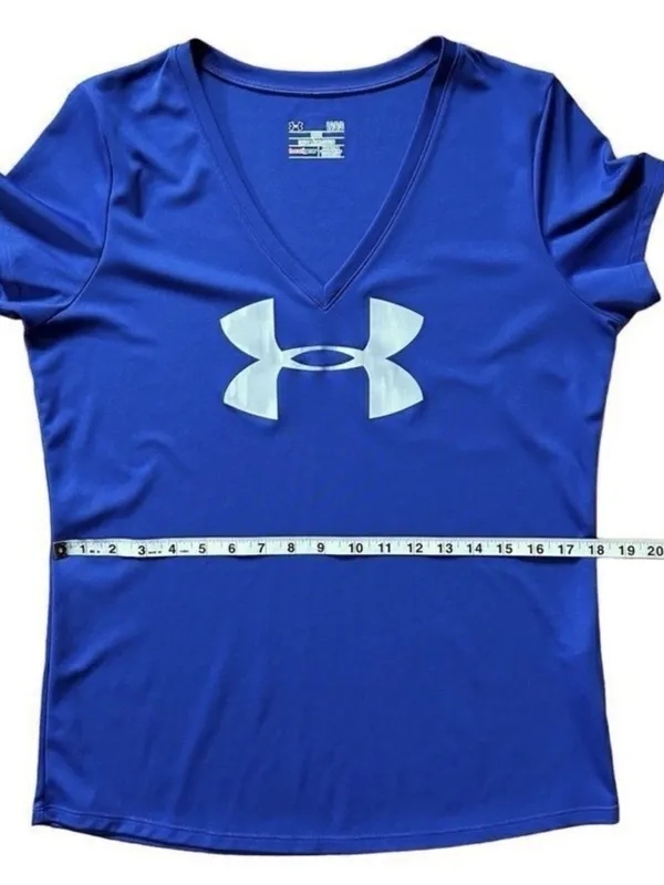 Under Armour Heat Gear Women's Large Blue Loose Fit V-Neck Performance T-Shirt - Image 12