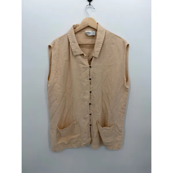Kiko Linen Tunic Top One Size Lagenlook Oversized Button Front Artsy Boho - Image 3
