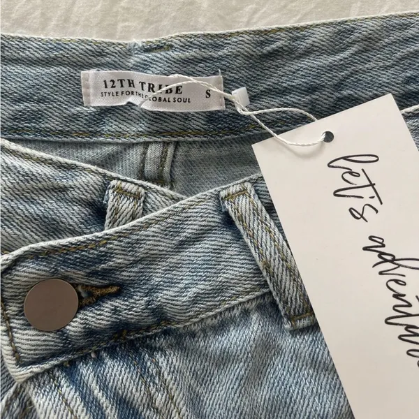 12th Tribe asymmetric waist jean shorts - Image 2