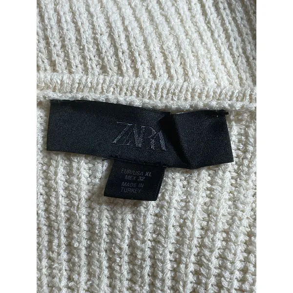 Zara Women's Cream V Neck Sleeveless Button Down Cardigan Sweater Vest Top Sz XL - Image 5