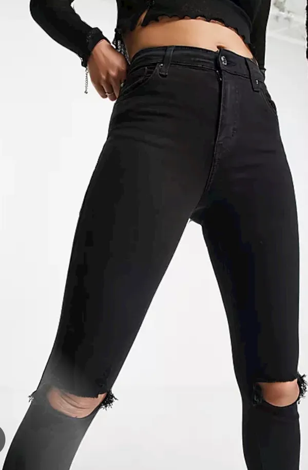 Topshop Black Ripped Skinny Jeans - Image 2
