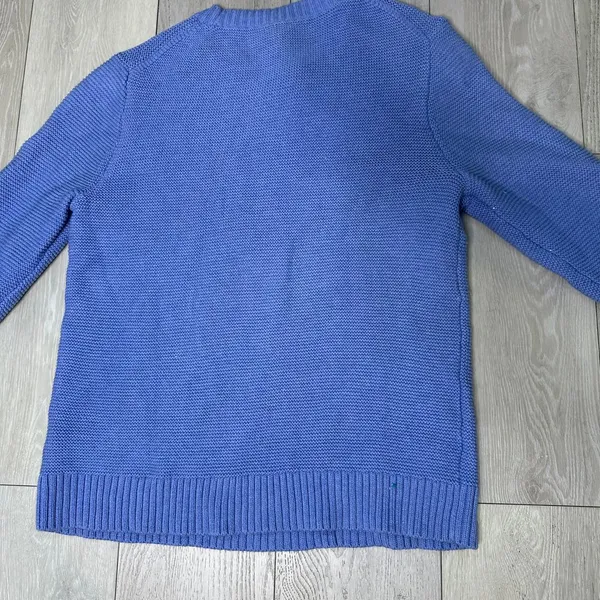 J crew factory light blue chunky crewneck cotton‎ knit sweater size large - Image 7