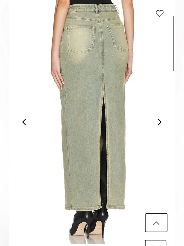 AFRM Amiri Long Denim Maxi Skirt in Mellow Tint Wash - Image 5