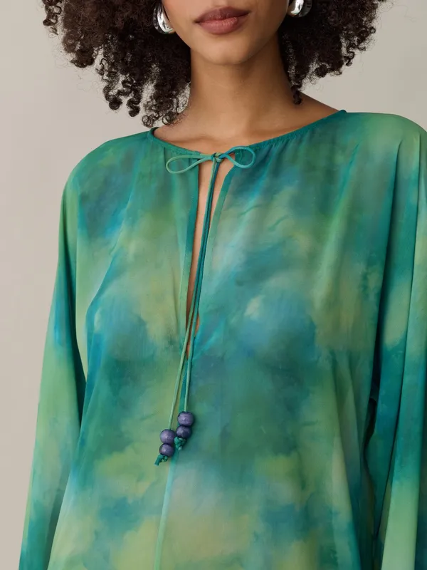 NWT Few Moda Ramona Coverup Dress size Small S lagoon watercolor green blue opt - Image 3
