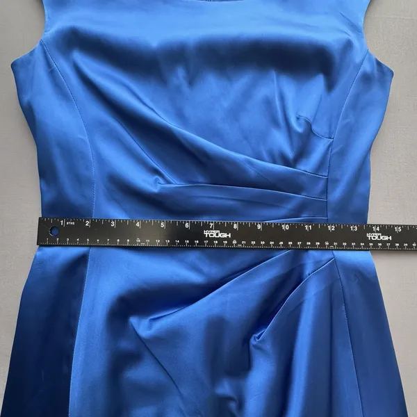 Lauren Ralph Lauren Dress Women's 4 Blue Ruched Sheath Cap Sleeve Cocktail Zip - Image 7