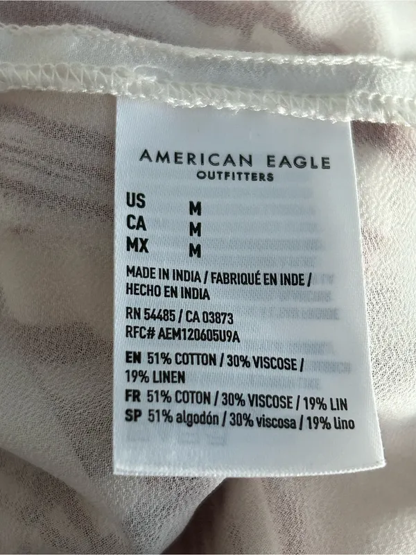 American Eagle Linen Blend Jumper Dress Cream Red Size M - Image 12