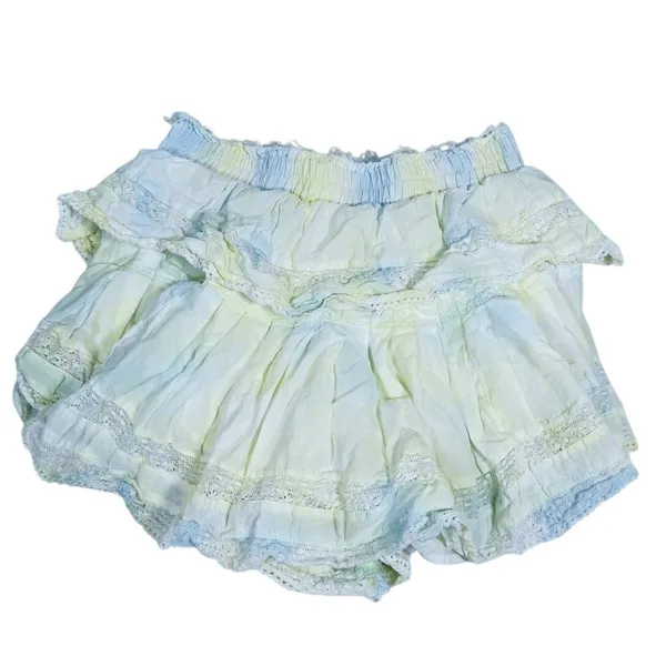 LoveShackFancy Coquette Tiered Ruffle Mini Skirt Womens S Pastel Tie Dye Y2K - Image 3