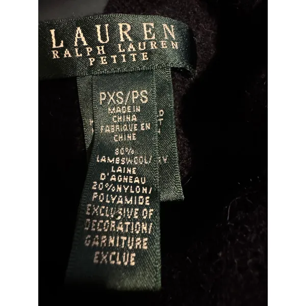 Lauren Ralph Lauren Petite Plaid Wool Blend Poncho Toggle Neck Navy Red XS/S - Image 6