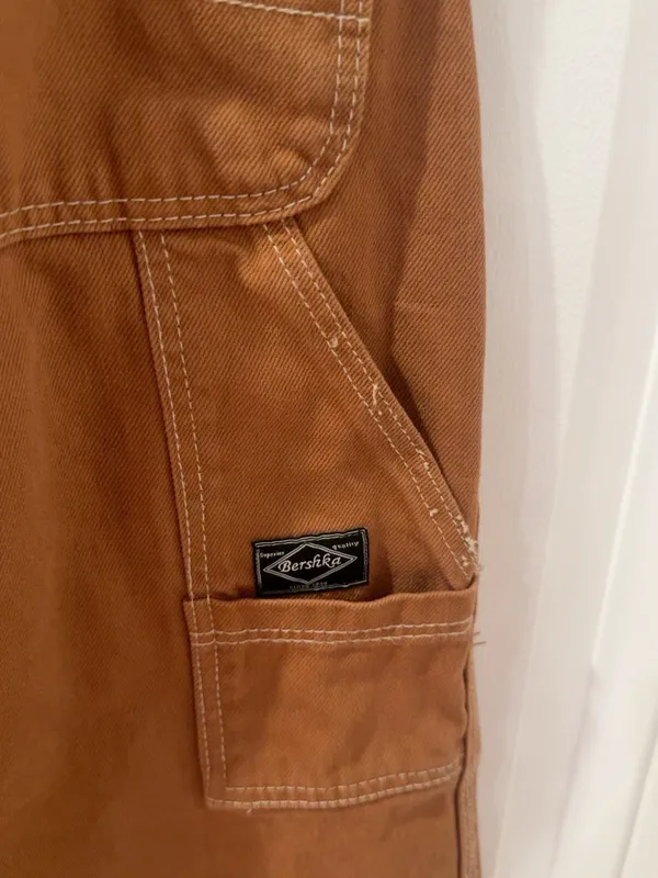 Bershka Brown Carpenter Pants Size 6 Straight Leg Utility Workwear Y2K - Image 3