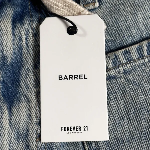 Forever 21 Barrel Jeans Size 25 Light Wash Lace Up Waist Y2K Denim NWT - Image 8