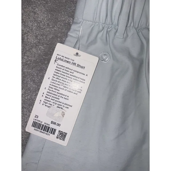 Lululemon Lululinen HR Short 6" Size 23 Womens Linen Shorts Ocean Air Blue - Image 6
