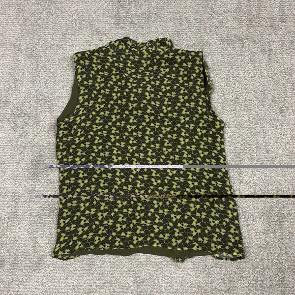 Alexis Top Womens Small Silk Neck Tie Sleeveless Blouse Lined Shirt Office Green - Image 5