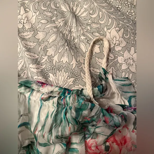 Elena Baldi Silk Blend Tiered Maxi Dress with Green and Pink Pattern - Image 4