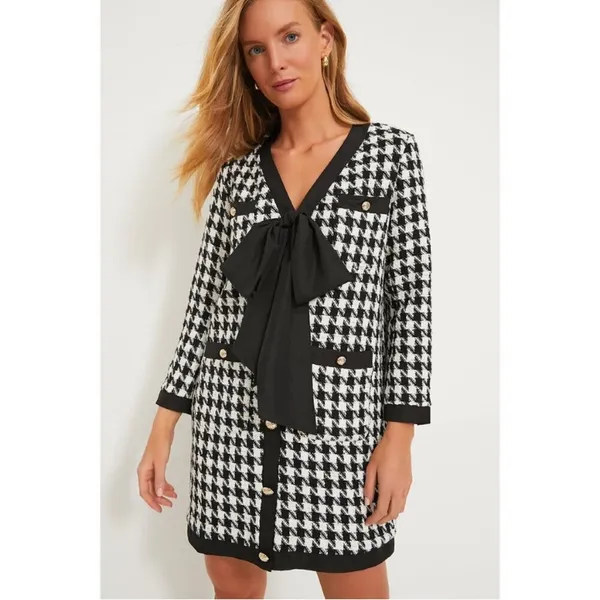 Pomander Place Black White Tweed Bow Mini Dress 2X NWT - Image 7