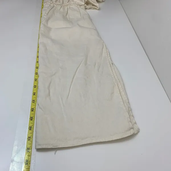 Forever 21 Women's M Cream Linen Blend Smocked Puff Sleeve Open Back‎ Midi Dress - Image 5