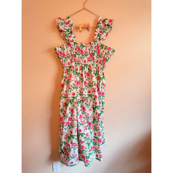 Hill‎ House Home Nap Dress Womens XXL White Pink Floral Ellie Smocked Midi Dress - Image 8