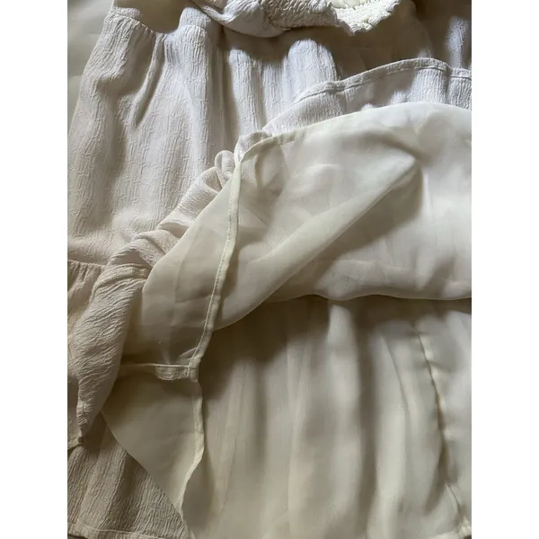 American Eagle Ivory Babydoll Dress with Smocked Bodice Size XS Lined boho style - Image 12