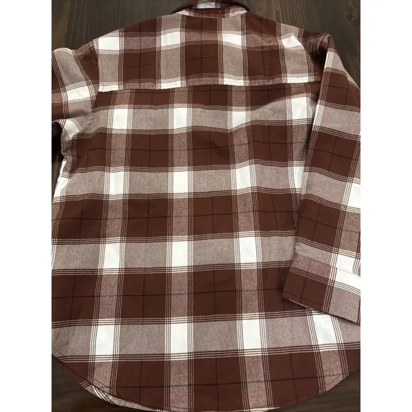 Abercrombie & Fitch Women Soft AF Oversized Flannel Shirt Plaid L Chore Ranch - Image 8