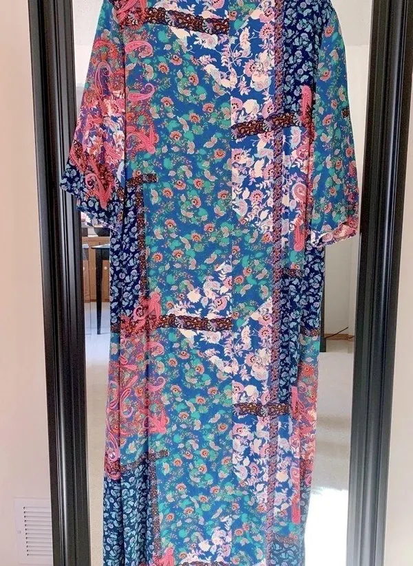 Long Kimono Mixed Print Blue Size XL - Image 3