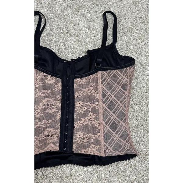 Y2K dELiA*s Dolls Kill Plaid Mesh Lace Bustier Corset Top Schoolgirl Goth Bow M - Image 10