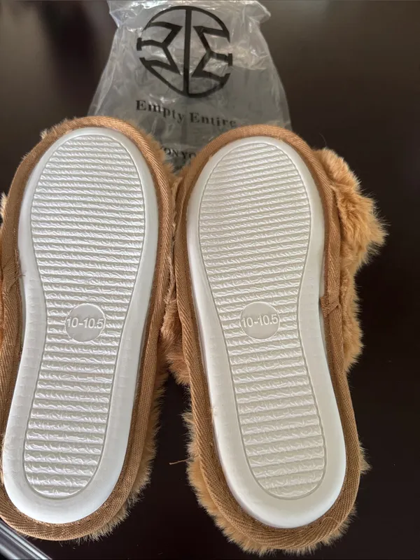 Plush Faux-Fur Slippers — Tan - Image 2